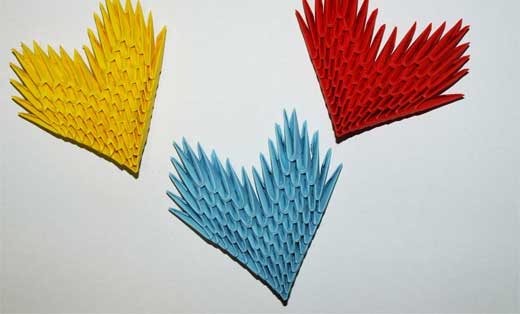 Модульное оригами «Сердце» – схема практичной коробочки и оригинального панно