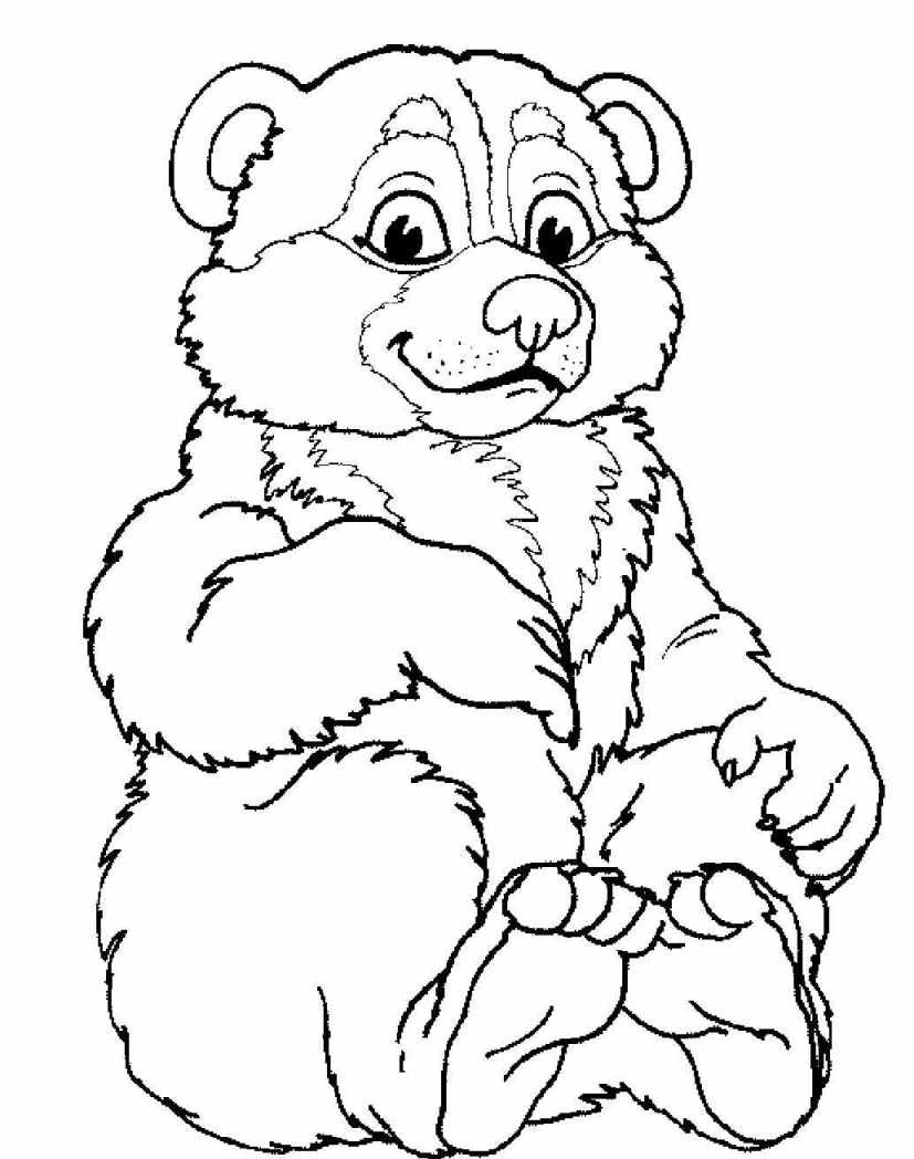 Милый мультяшный медведь, играющий на электрогитаре книжка-раскраска или страница